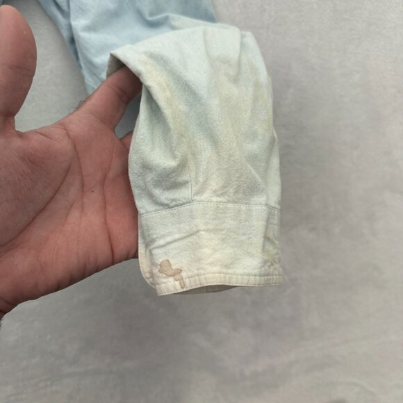 Vintage Looney Tunes Chambray Shirt mens L Blue Bugs Bunny Taz Embroidered - Picture 8 of 11